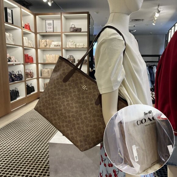 NWT COACH CITY TOTE BAG IN SIGNATURE CANVAS CV976 IMXHE - Picture 1 of 13